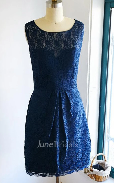 Mini Knee-length Lace&Satin Dress