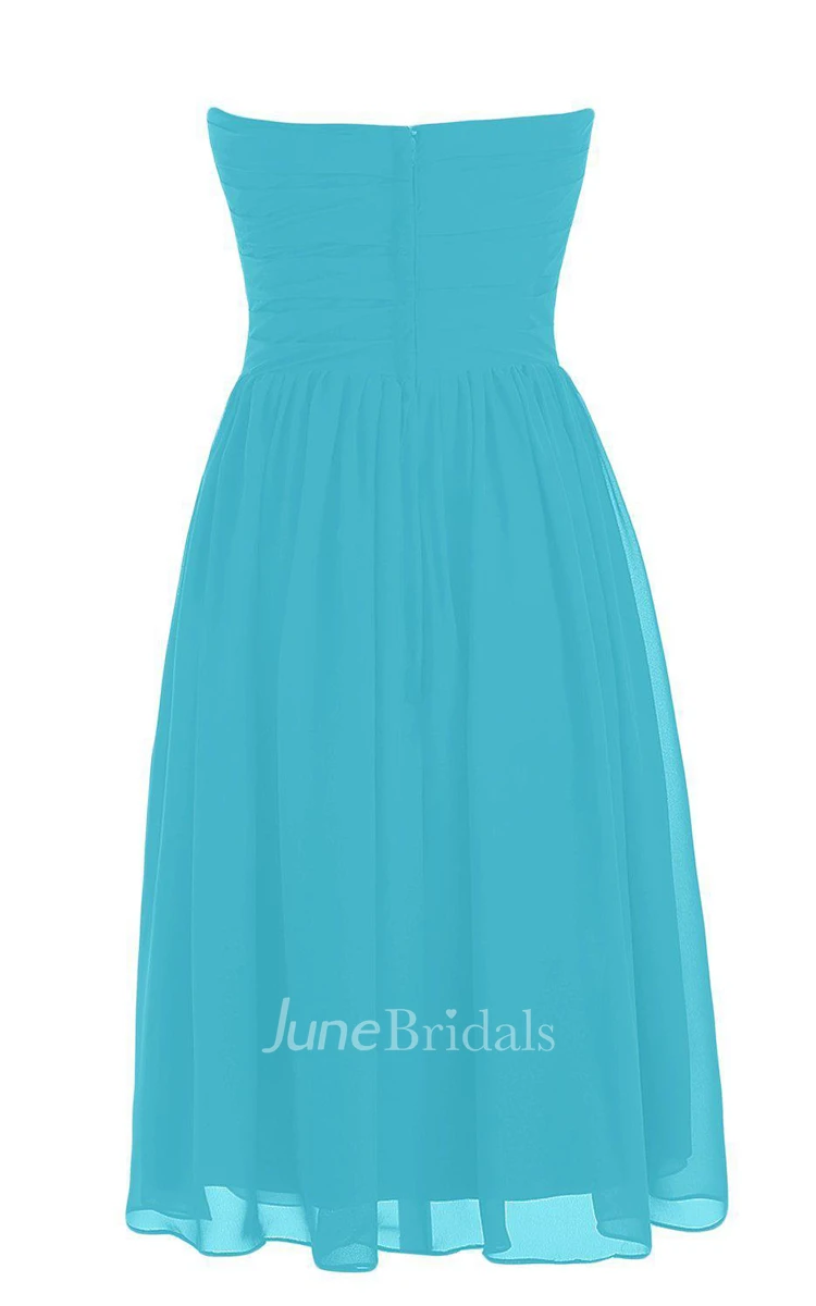 Sweetheart A-line Long Chiffon Dress With Pleats