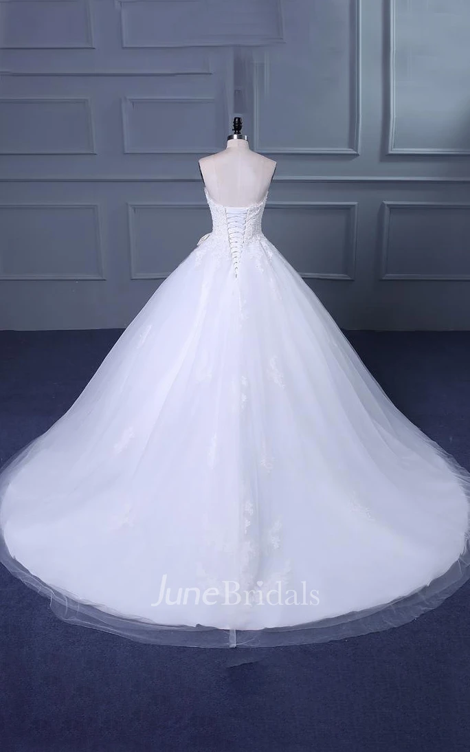 Ball Gown Tea-Length Off-The-Shoulder One-Shoulder Sweetheart Beading Appliques Tulle Lace Sequins Satin Dress