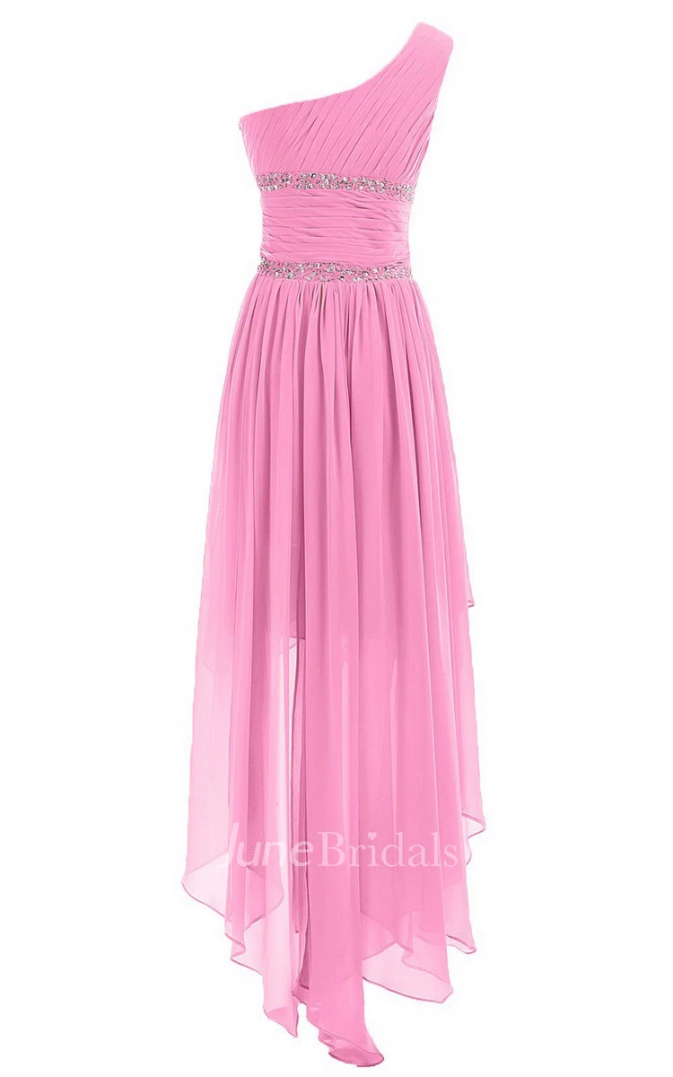 One-shoulder Asymmetrical Chiffon Dress With Sequins