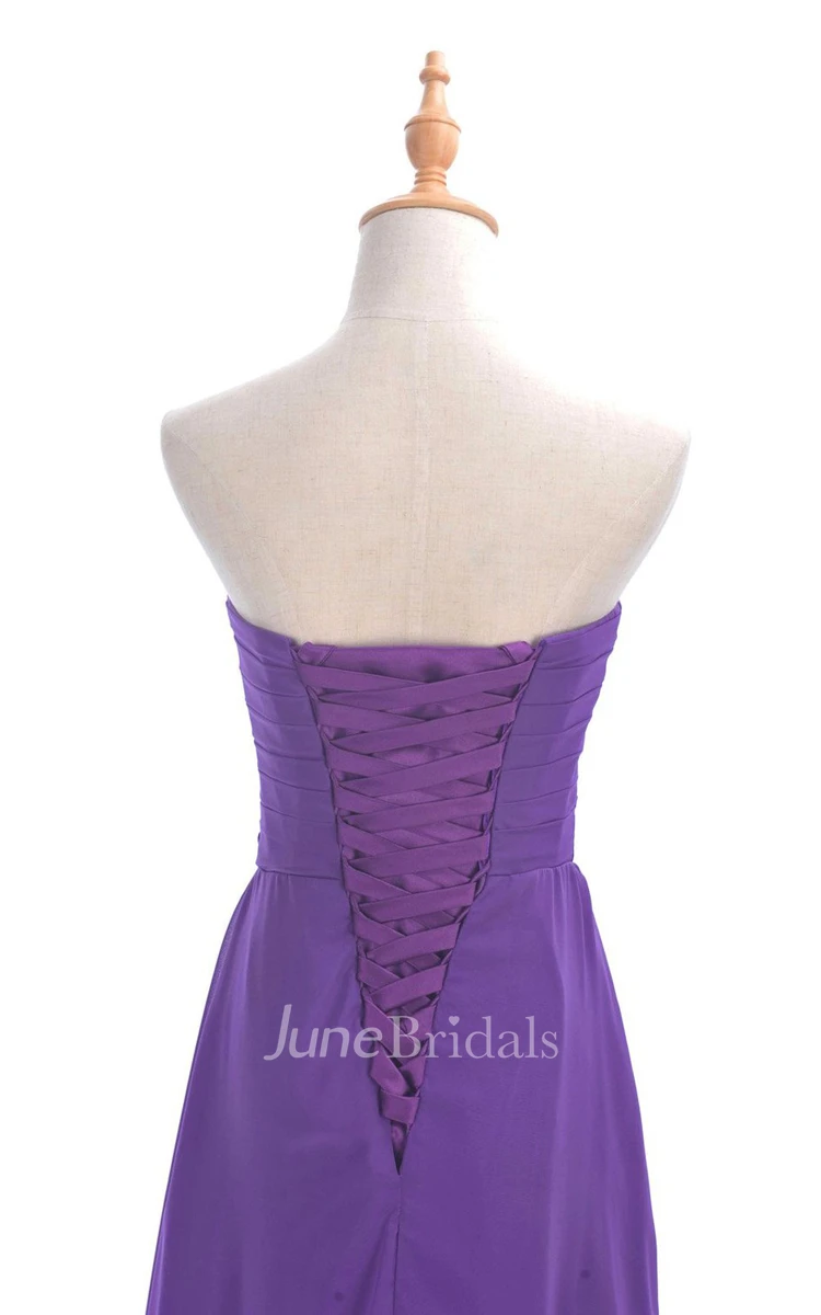 Sweetheart Criss-cross Chiffon A-line Dress With Lace-up Back