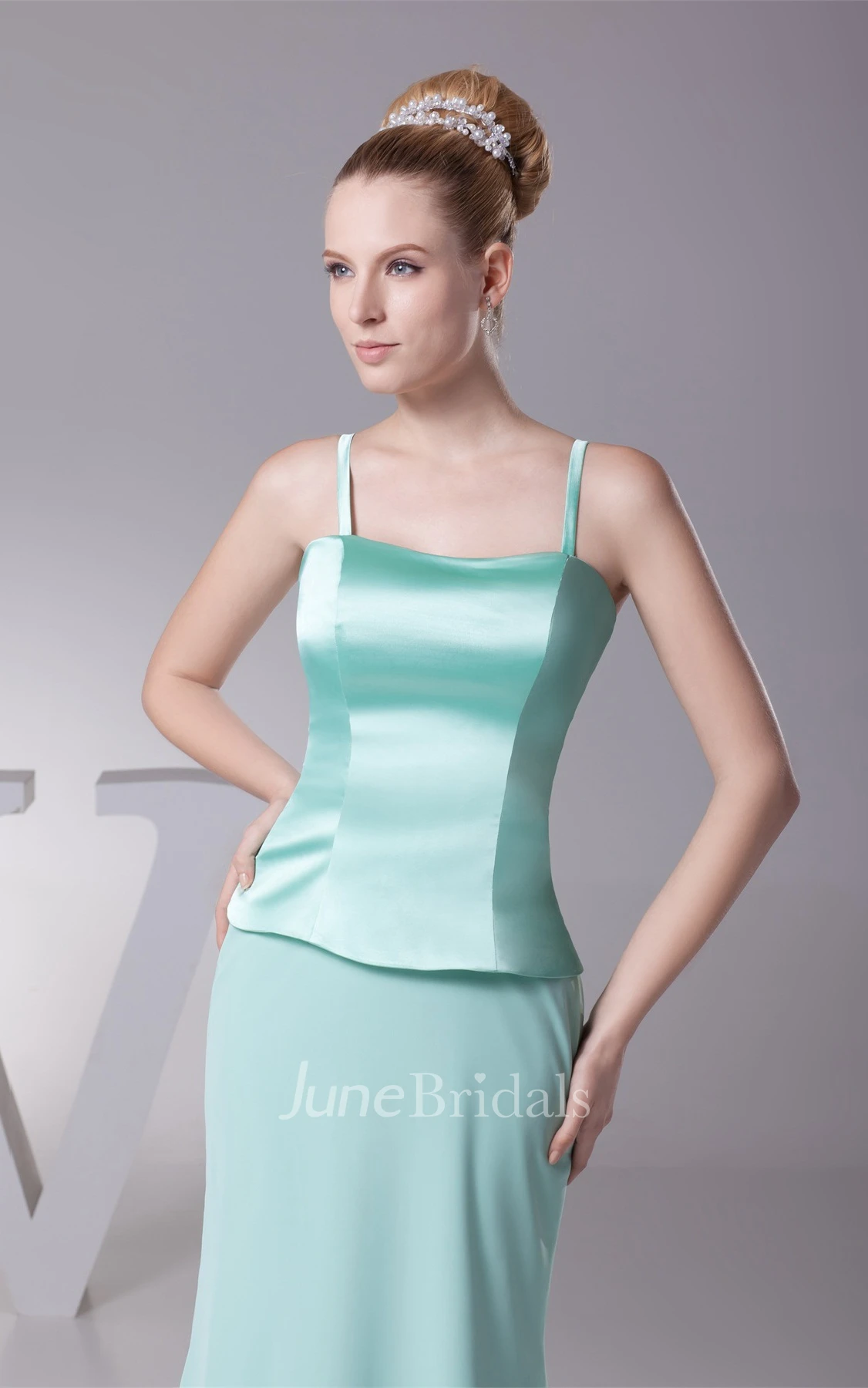 Spaghetti-Strap Sheath Floor-Length Dress with Bolero