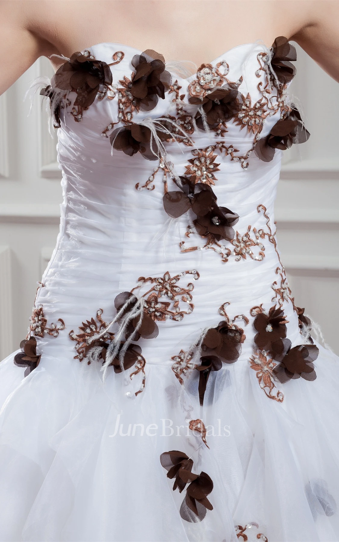 Sweetheart Criss-Cross Tiered A-Line Dress with Flower and Appliques