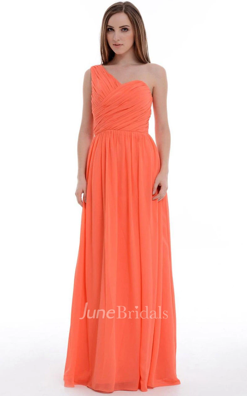 Empire Maxi One-shoulder Chiffon Dress With Ruffles