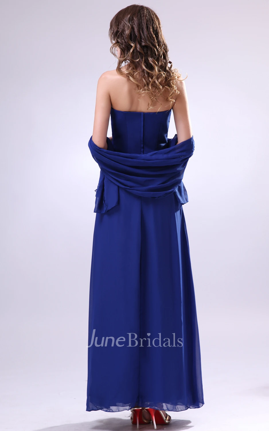 Flattering Ankle-Length Dress With Ruched Cap-And Flower