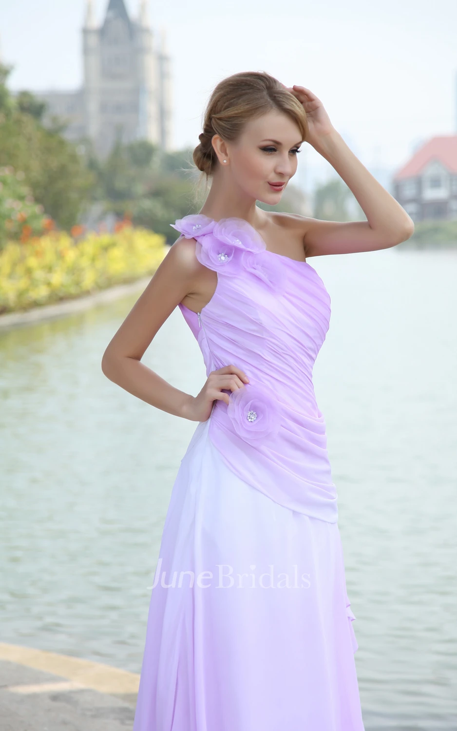 Lovely Long Maxi Blend Color Style Dress With Draping