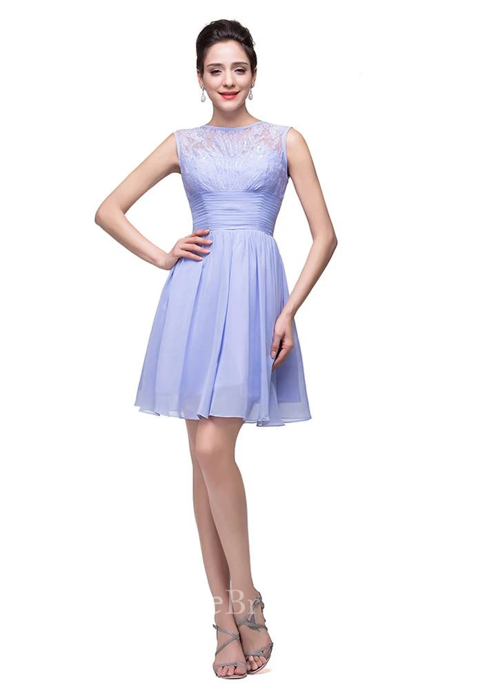 Lovely Sleeveless SHort Homecoming Dress Lace