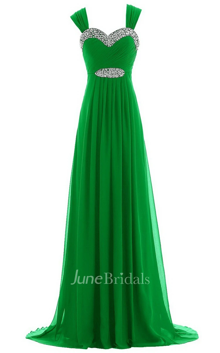 Sweetheart Beading Sweep Train With Zipper Back