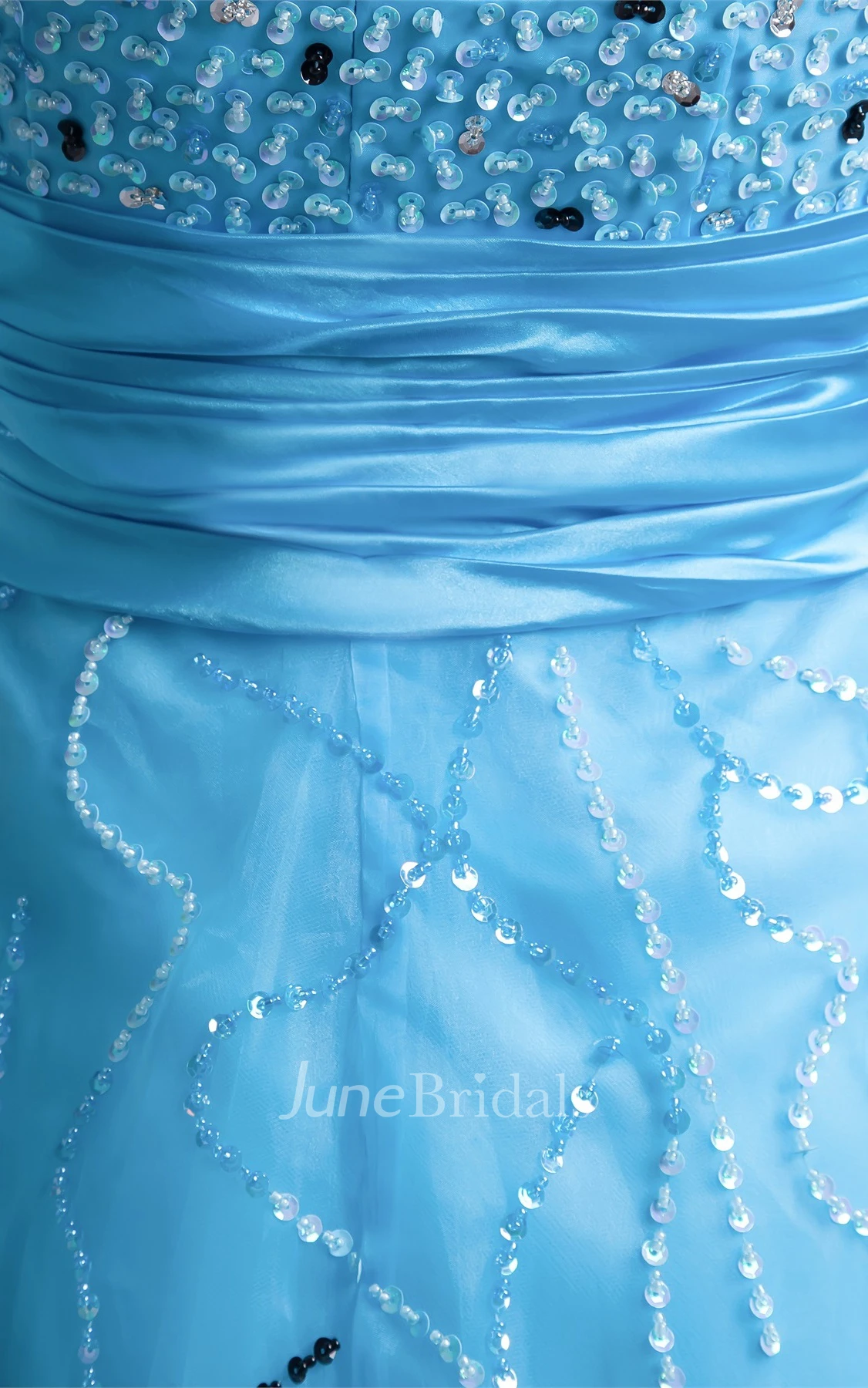 sweetheart floor-length a-line dress with ruched waist and beading