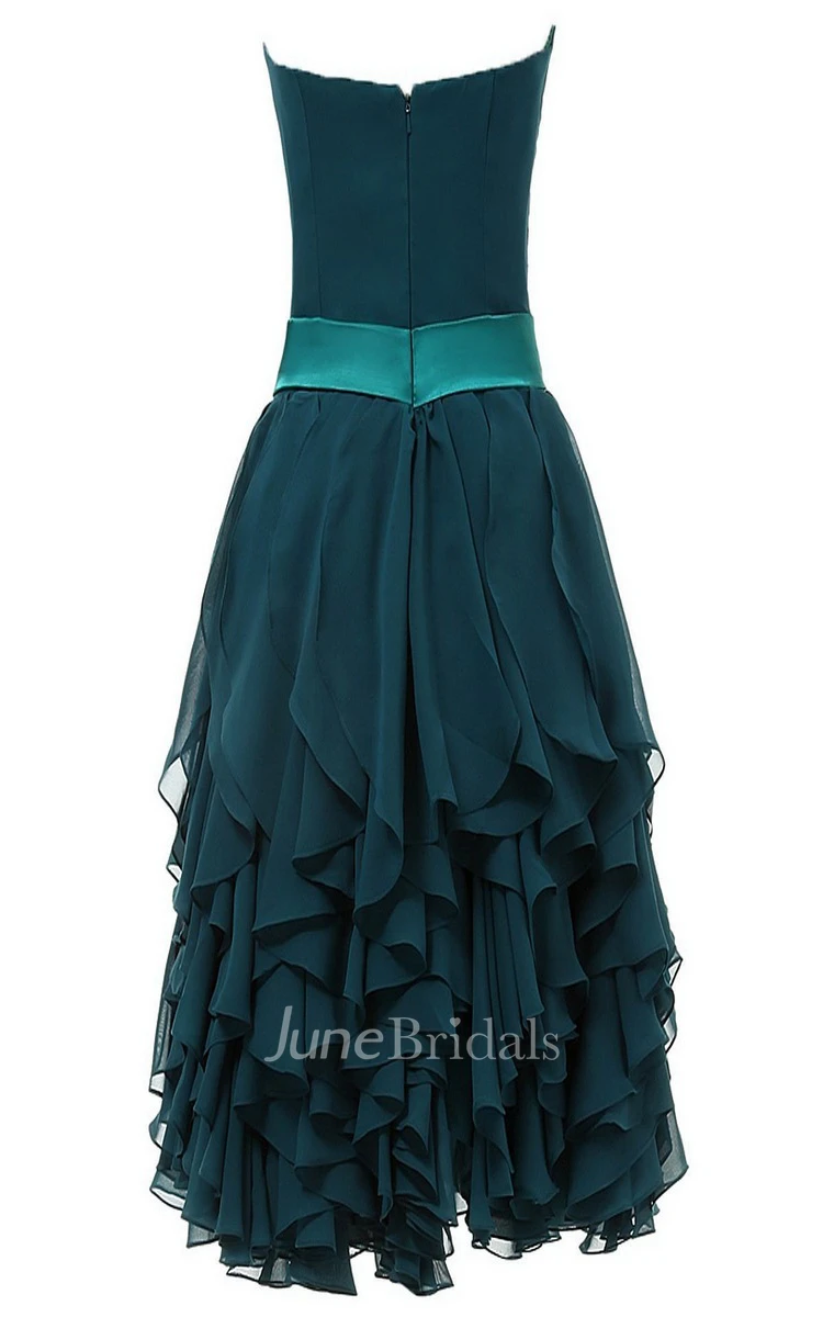 Sweetheart Layered Ruffle Wedding Dress With 3-D Flower