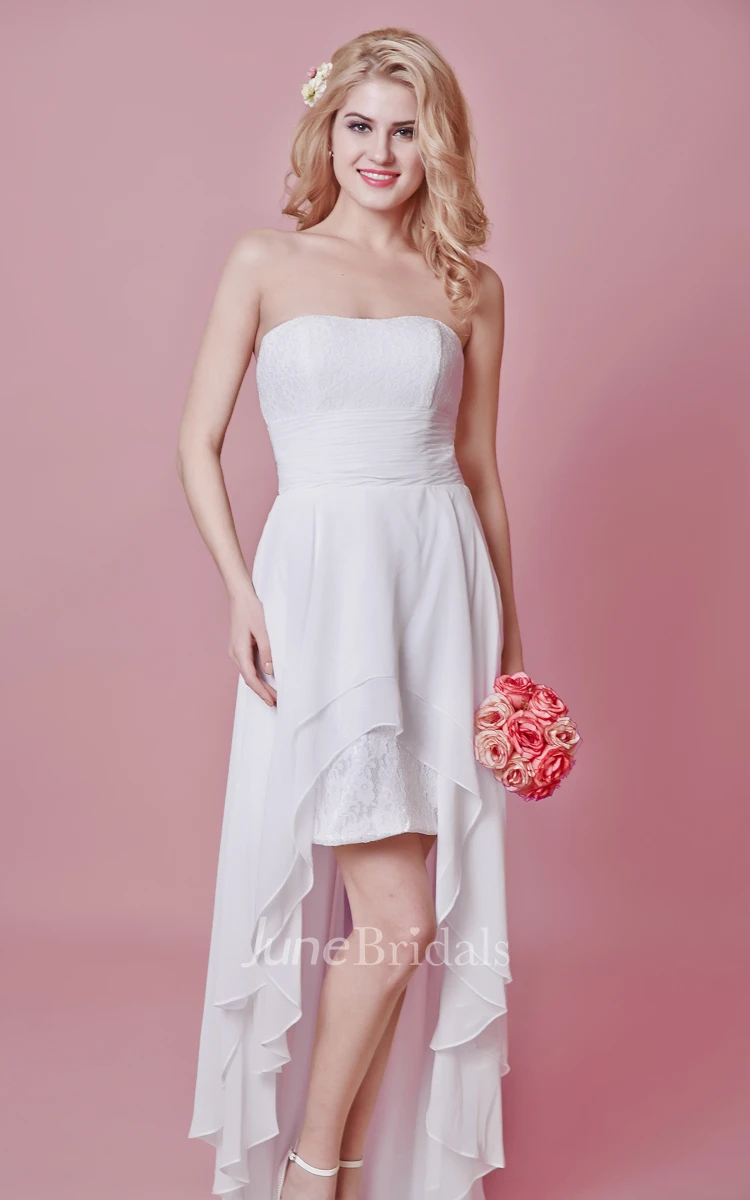 Strapless Empire High Low Wedding Dress