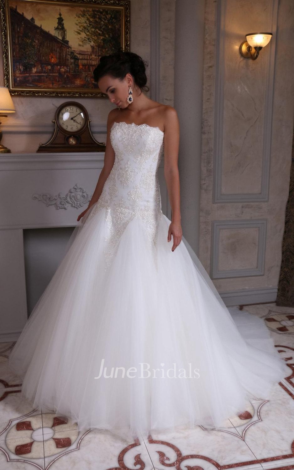 Dropped waist a line wedding outlet dress