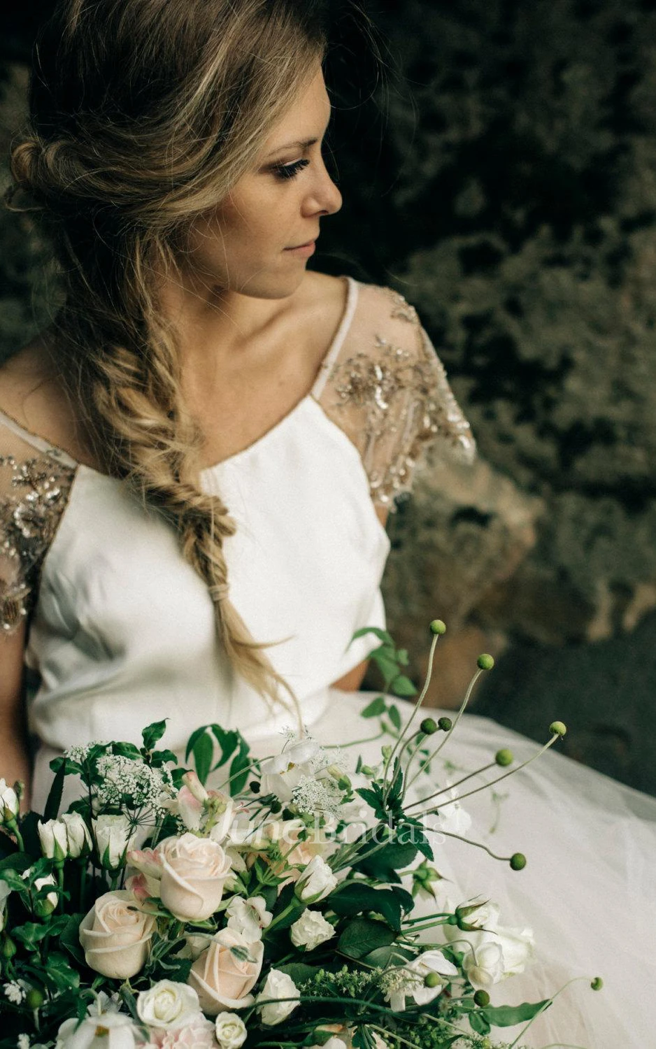 Paige Wedding With Copper Beading And Tulle Skirt Ivory Dress