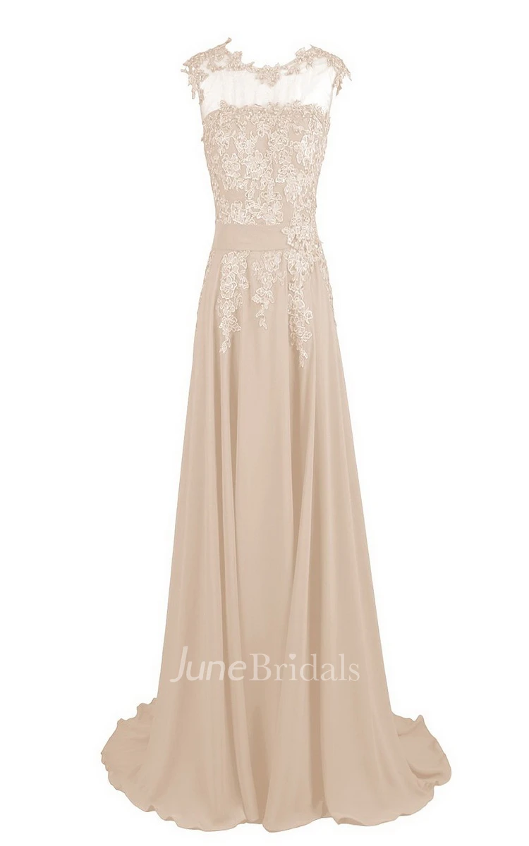 High-neck Long Gown With Floral Embroidery Detail