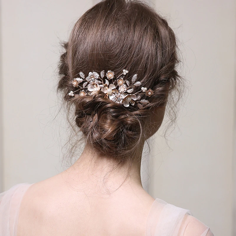 Elegant Vintage Floral Hair Combs with Pearls 