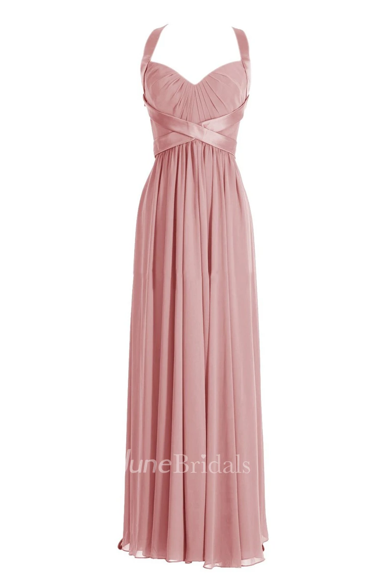 Halter Criss-cross A-line Dress With Keyhole Back