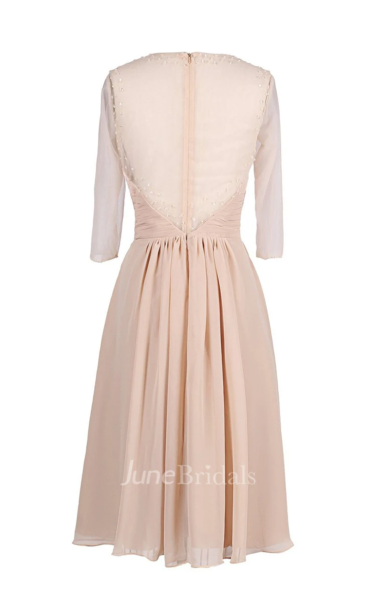 Scoop Long Chiffon Dress With Beading