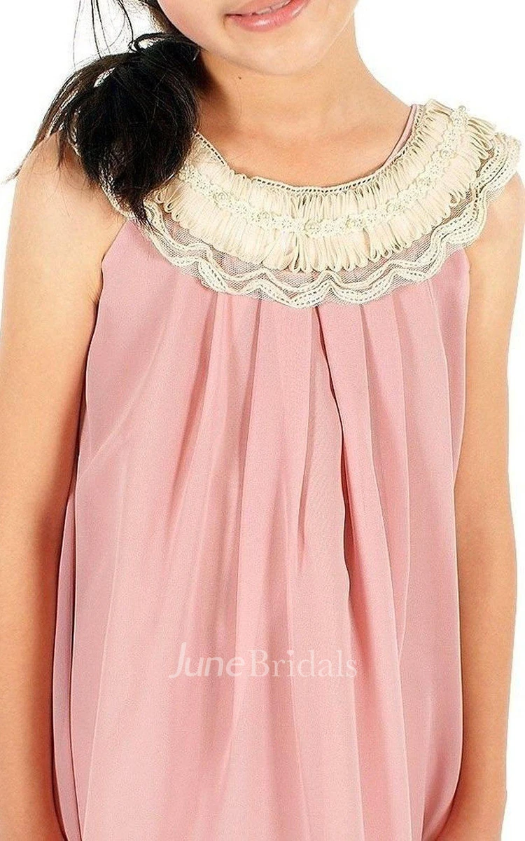 Sleeveless A-line High-low Pleated Dress With Bow