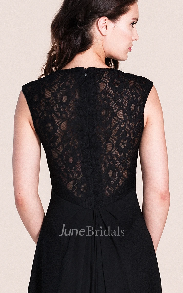 Plunging Neck Long Bridesmaid  Dress With Illusion Back