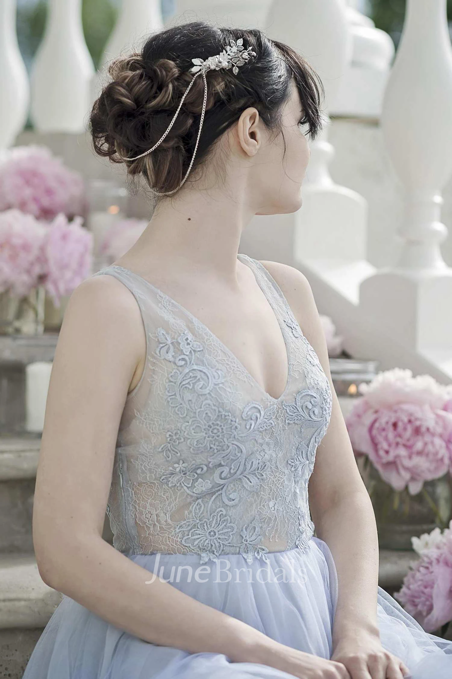 Chiffon Tulle Satin Lace Embroidered Wedding Dress