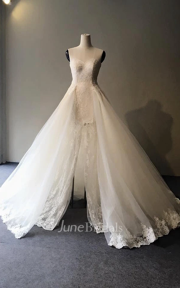 Sweetheart A-Line Split Front Lace Dress