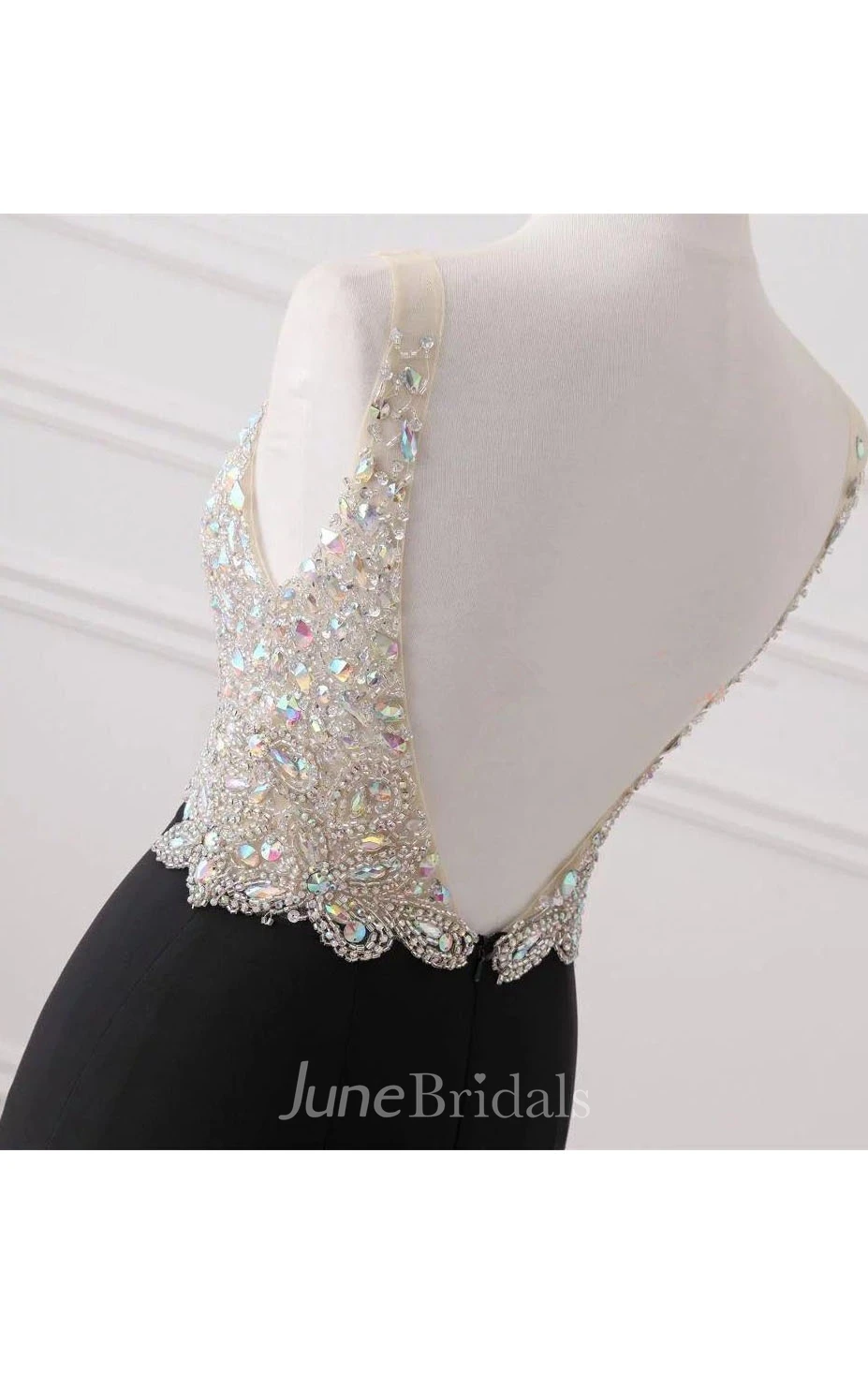 Long V-neck Mermaid Dress With Beading And Split
