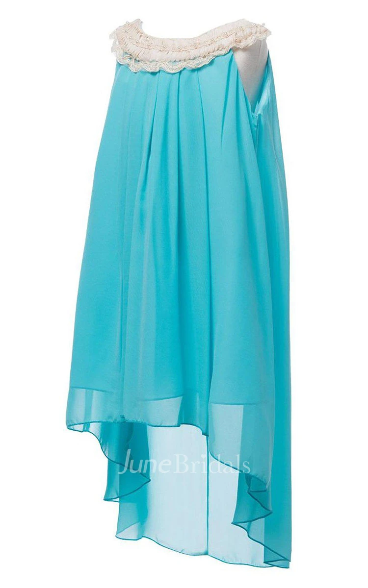 Sleeveless A-line High-low Chiffon Dress With Pleats