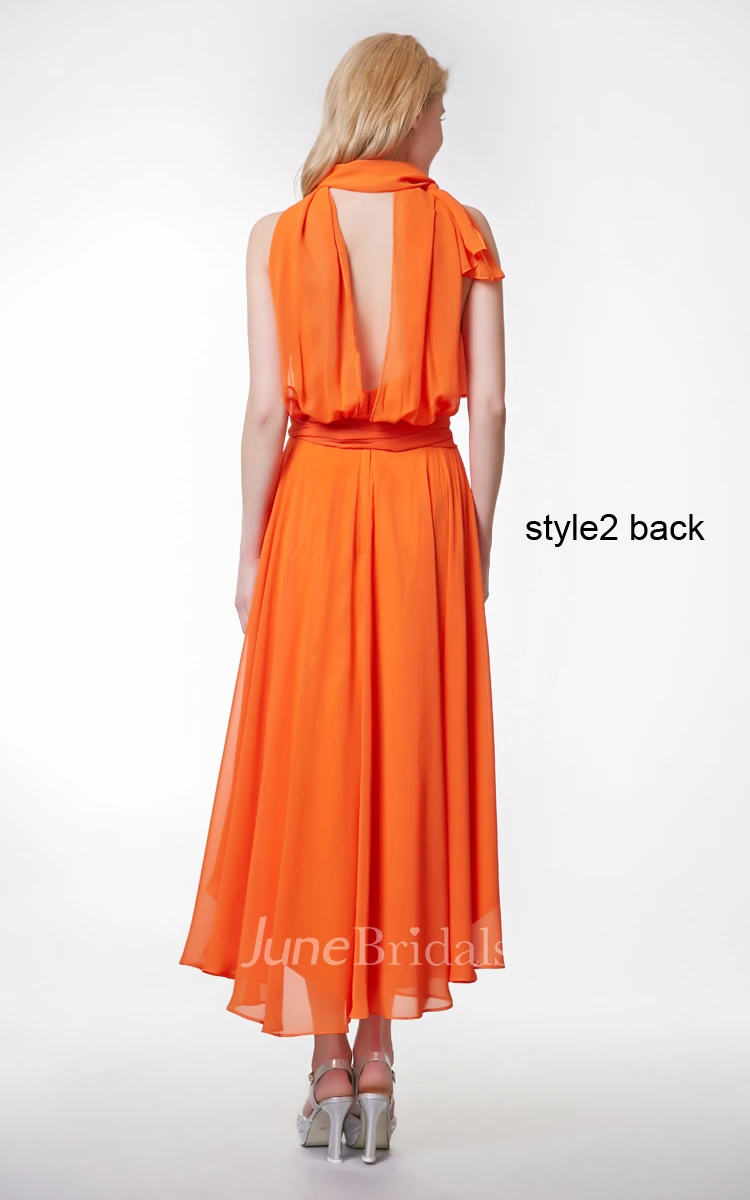 Sweetheart Ruched High Low Chiffon Dress With Convertible Straps