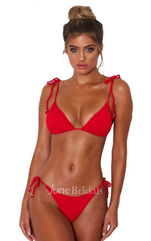 Plain Spaghetti Tied Bikini Set
