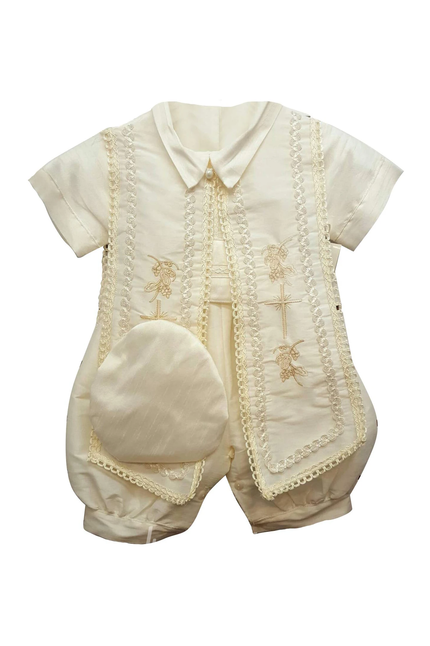 Lovely Christening Suits For Boy With Picot Lace