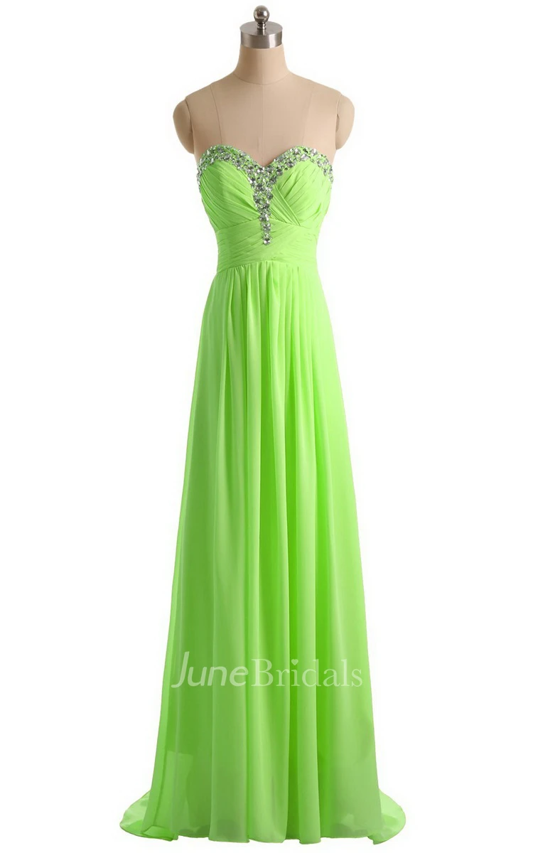 Sweetheart Empire Chiffon Dress With Sequined Bustline