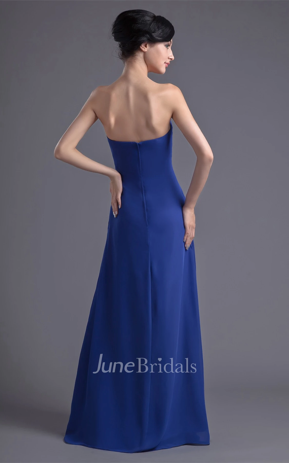 chiffon floor-length sweetheart dress with central ruching