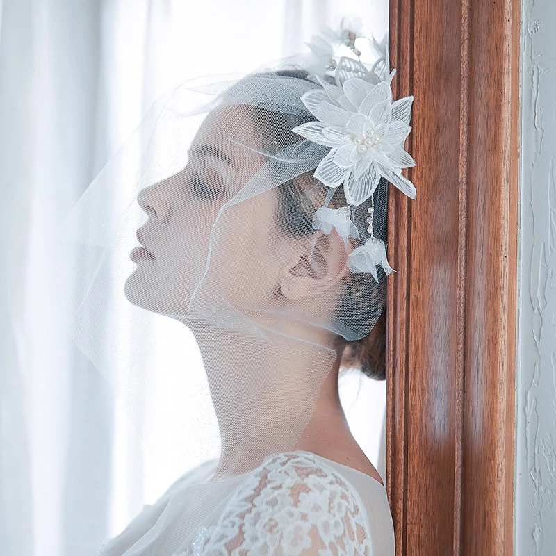 Simple Style Bridal Veil with Beads