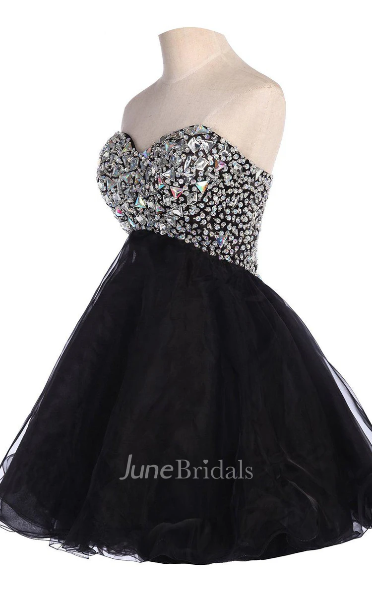 Sweetheart Short Layered Dress With Crystal Bodice