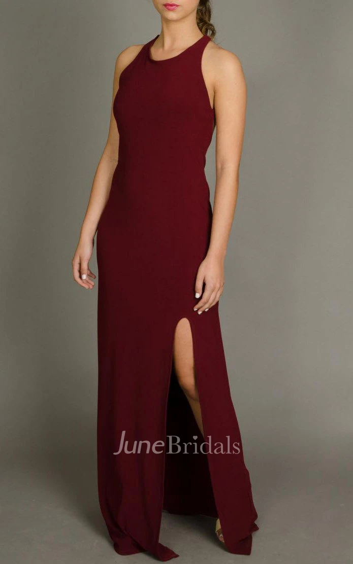 Maroon Open Back Maxi Sexy Slit Evening Formal Long Evening Gown Cocktail Designer Dress