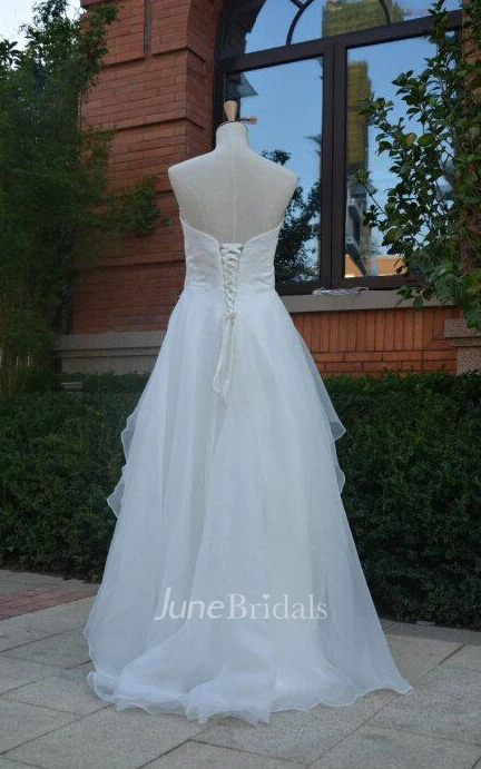 Sweetheart Lace-Up Back High-Low Chiffon Wedding Dress With Ruffles And Tiers