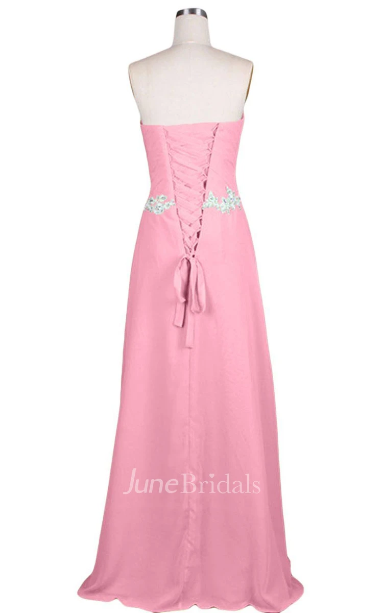 Sweetheart Pleated Beaded A-line Gown With Lace-up Back