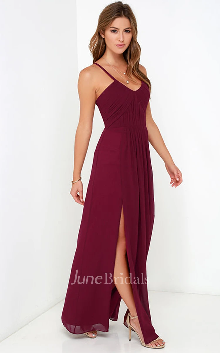 Elegant Sleeveless Chiffon Gown With Side Splits
