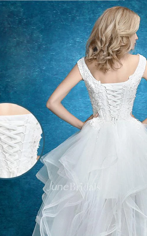 Mermaid Short V-Neck Sleeveless Split Front Split Lace Dress