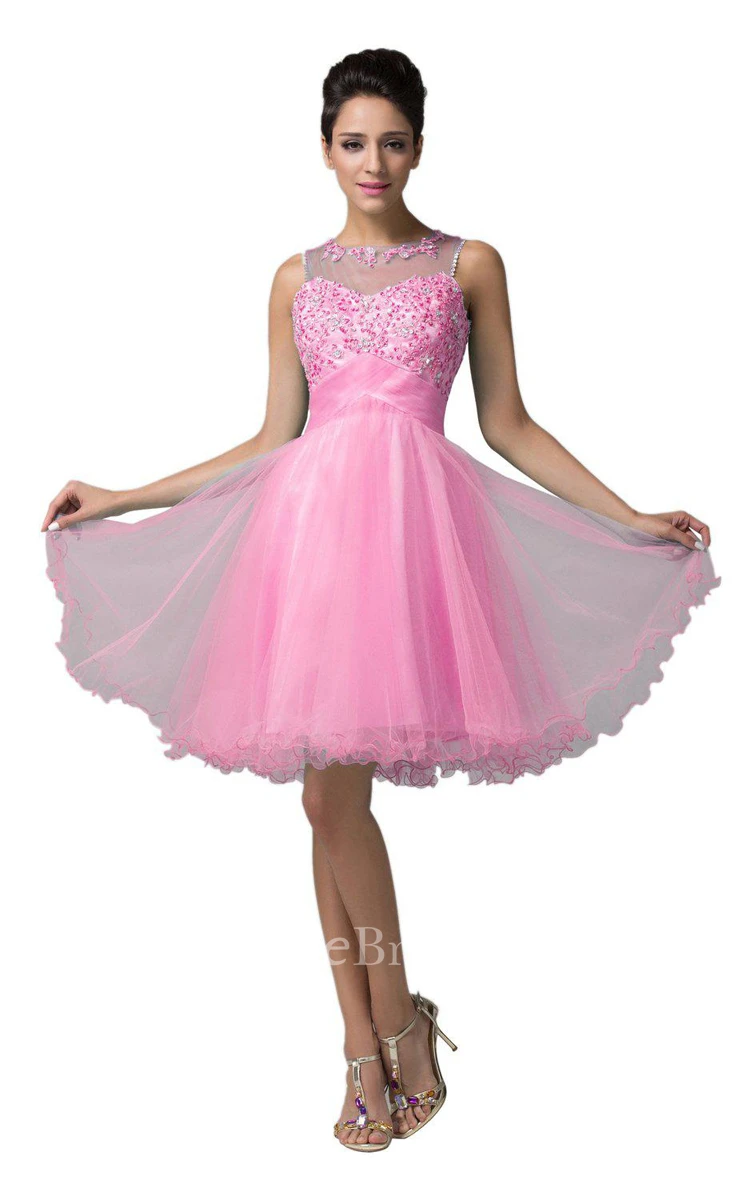 Sleeveless A-line Dress With Sequins and Keyhole