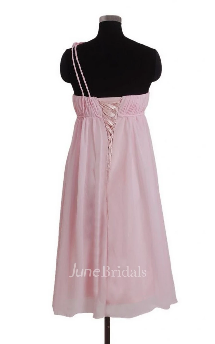 One-shoulder Empire Short Dress With Flowers