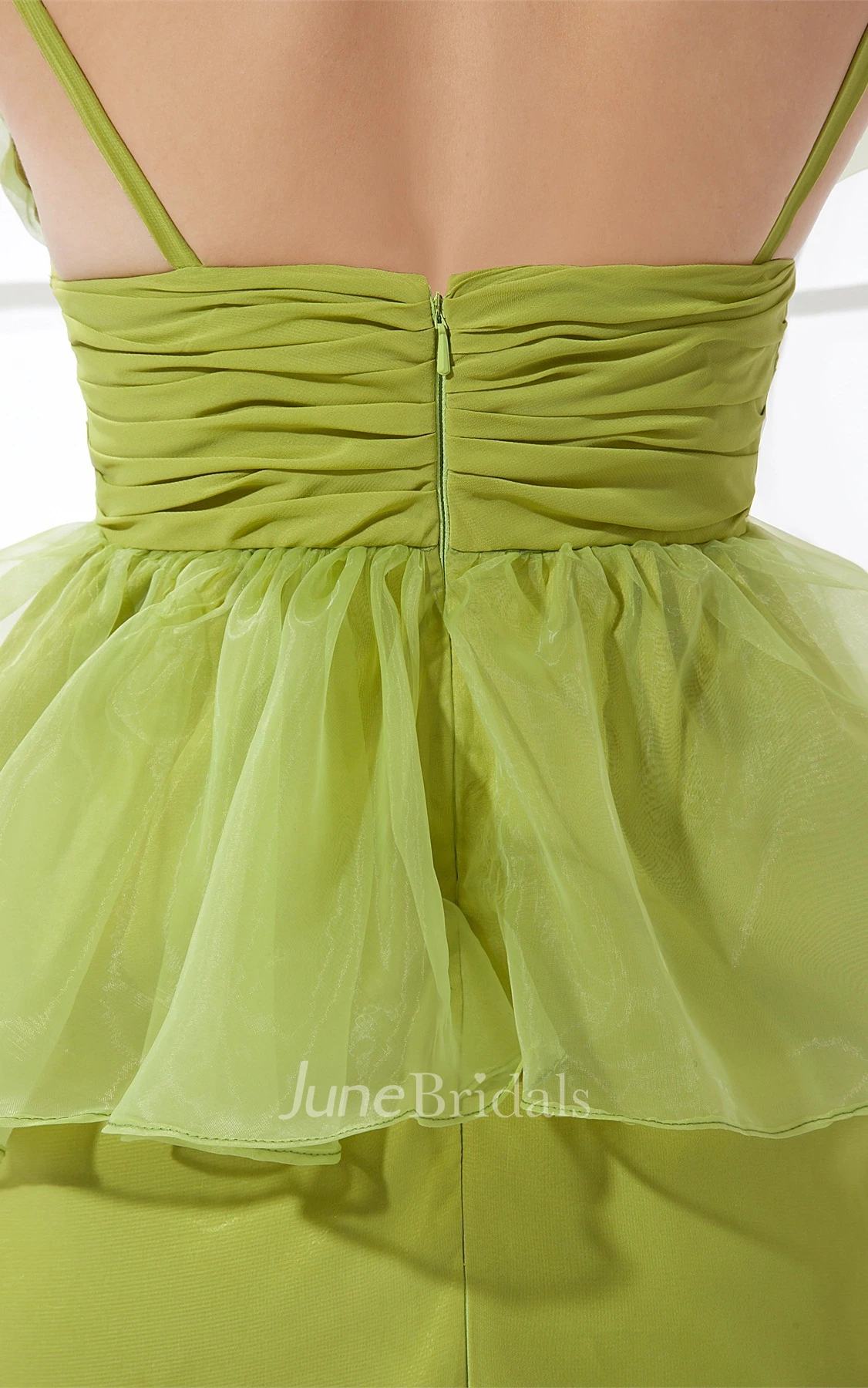 V-Neck Ruched Mini Dress with Ruffles and Peplum