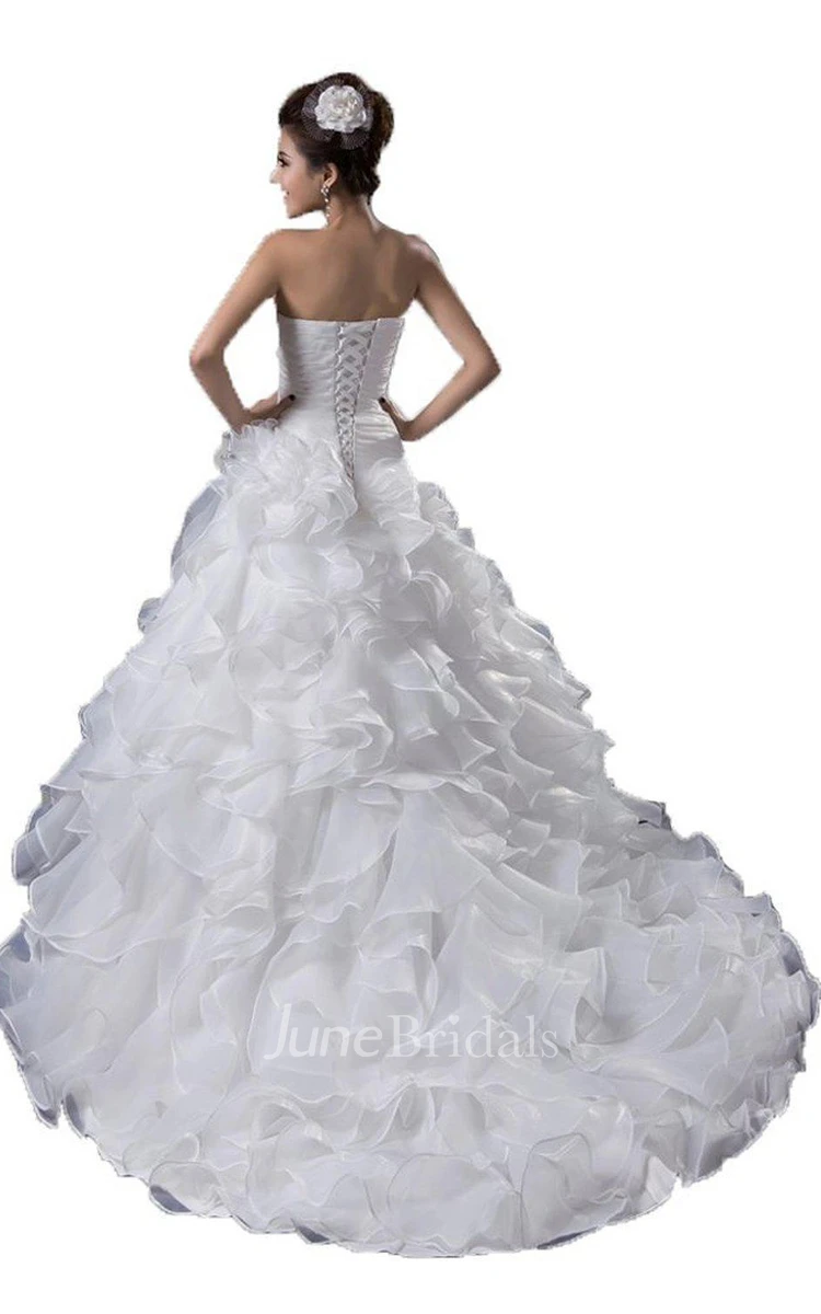 Sweetheart Ballgown With Ruffles and Lace-up Back