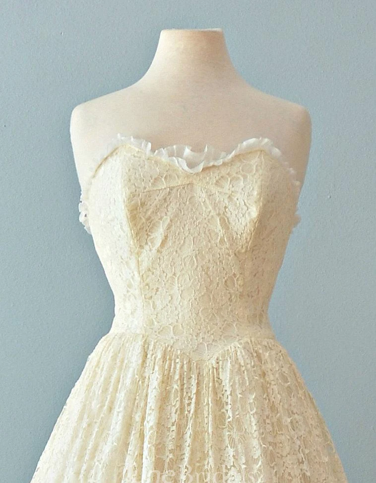 Sweetheart A-Line Lace Ballerina Length Wedding Dress With Pleats