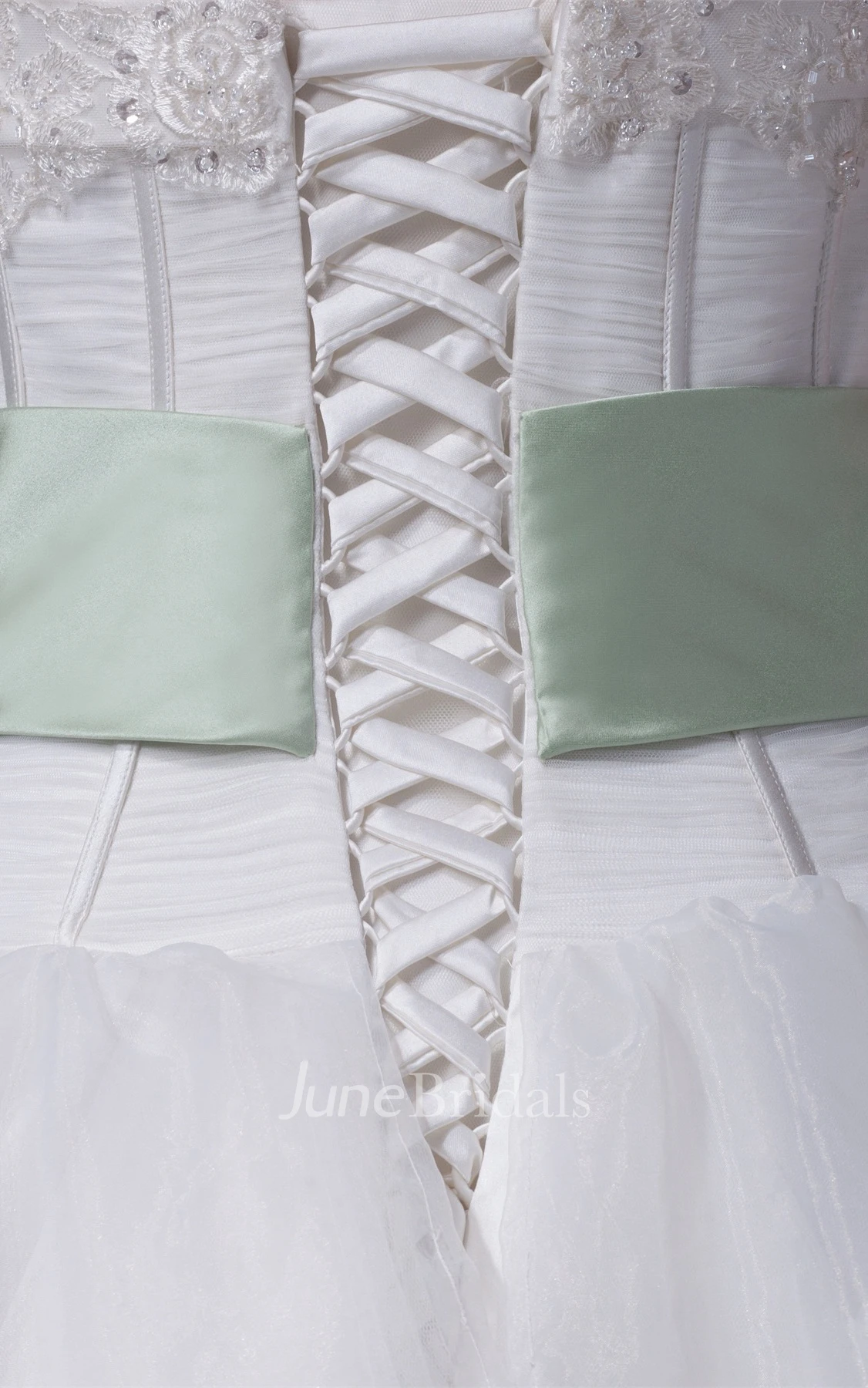 Strapless Tulle Ball Gown with Bowknot and Appliques