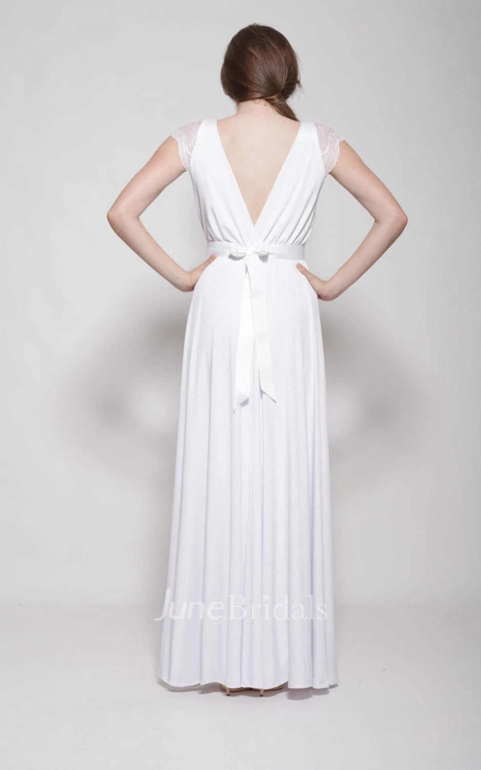 Floor-Length Bell Sleeve Lace Weddig Dress