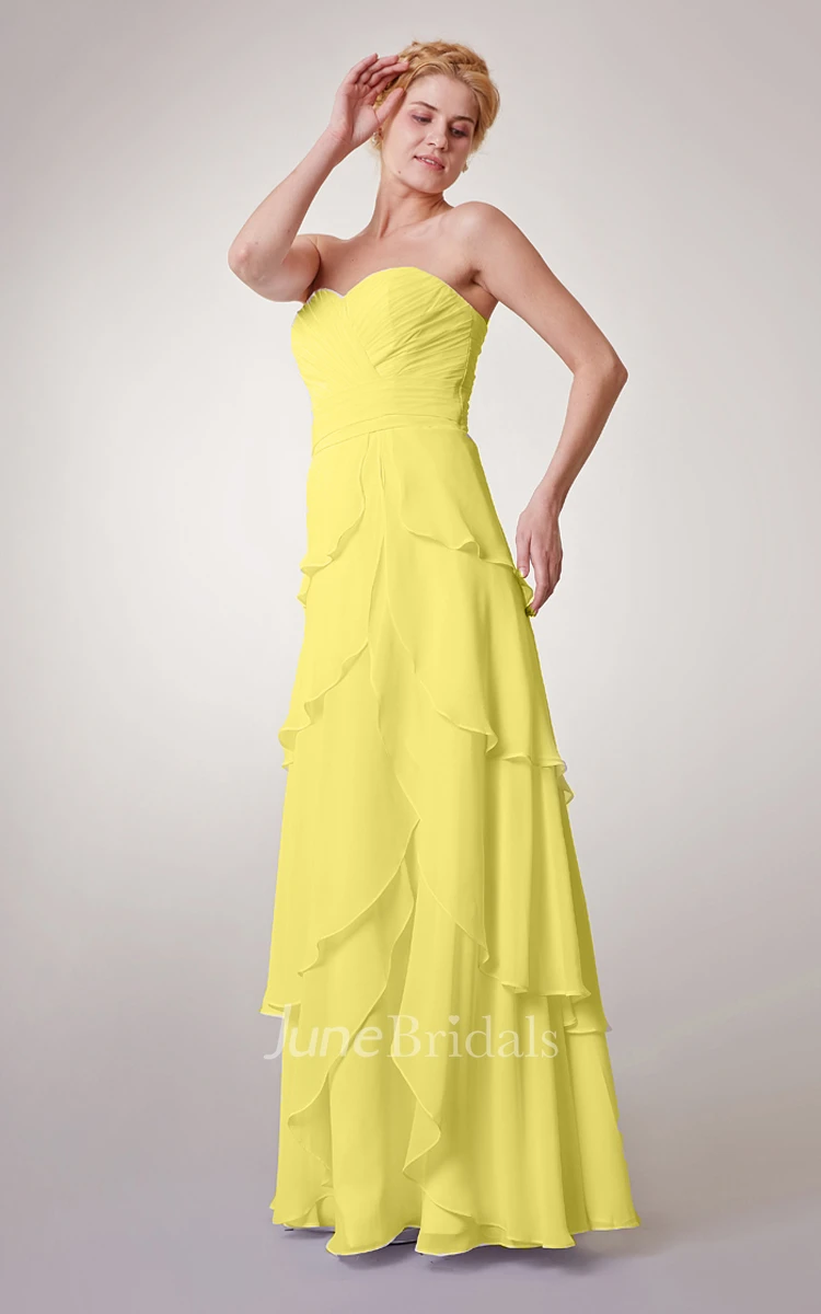 Empire Sweetheart Chiffon Long Dress With Tiers