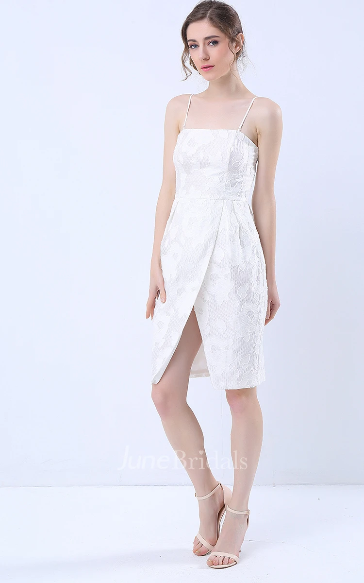 Detachable Straps Knee Length Dress with Slit