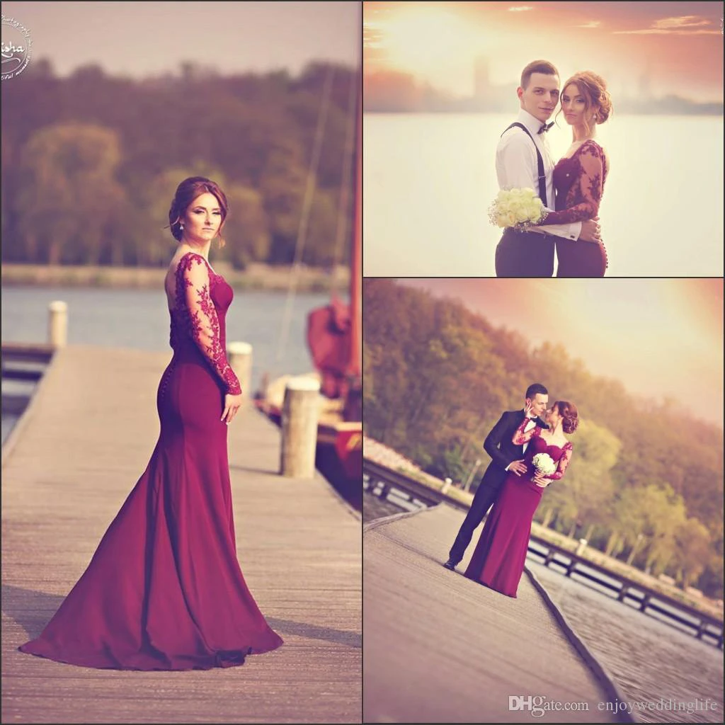 Gorgeous Long Sleeves Lace Appliques Evening Dress Mermaid Floor-Length