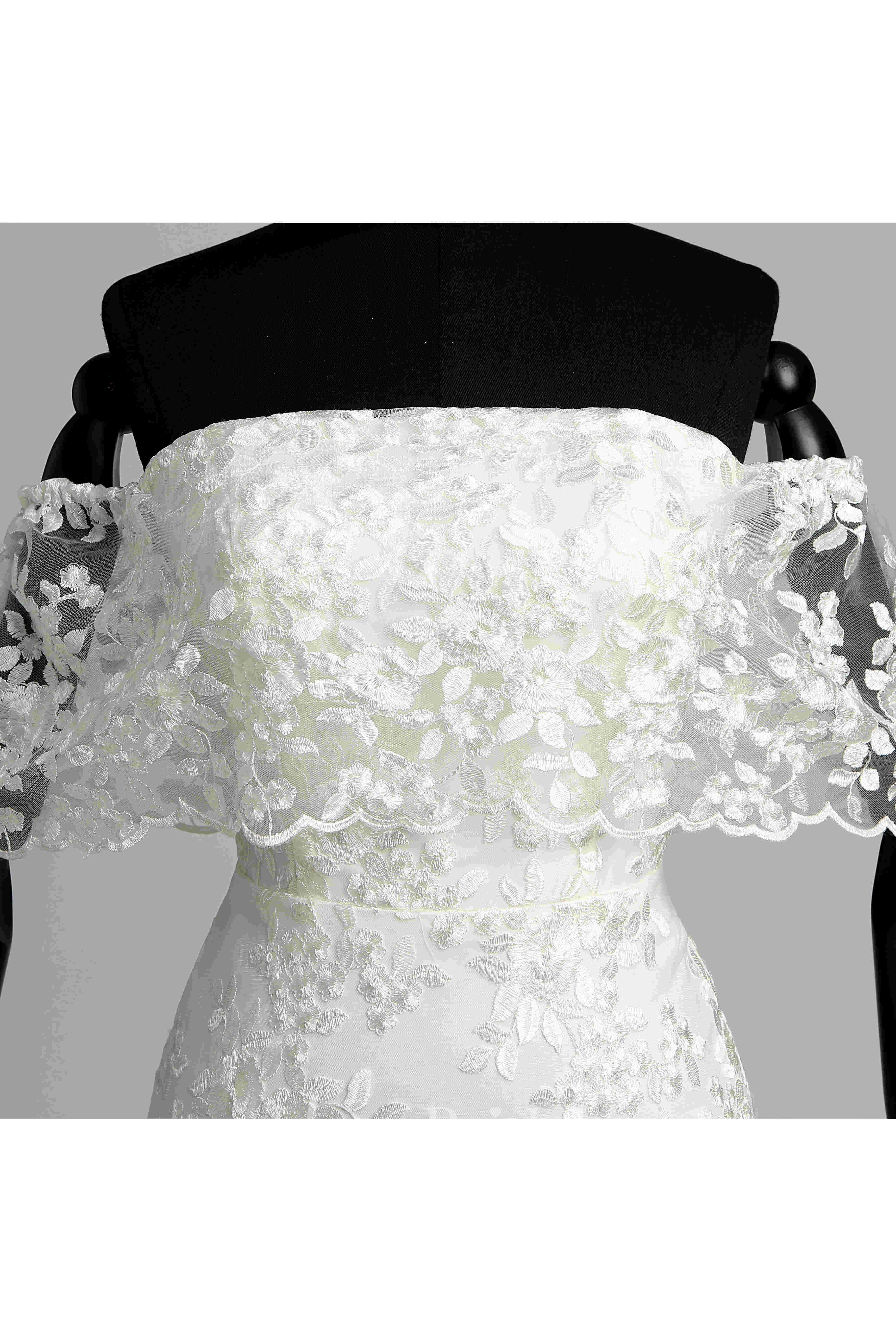 Elegant Off-the-shoulder Mermaid Long Lace Wedding Dress